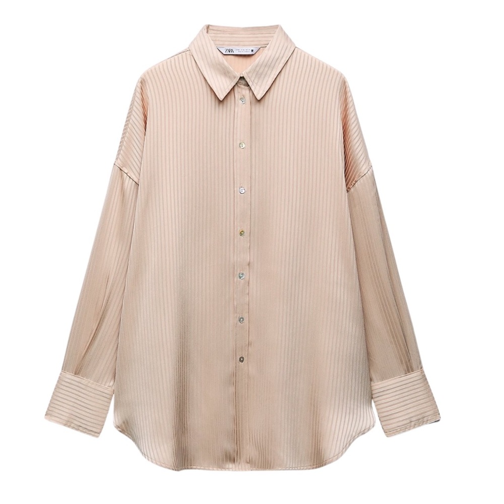 STRIPED STRUCTURED SATIN EFFECT SHIRT